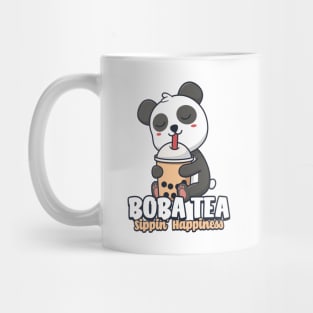 Cartoon Panda Drinking Boba : Sipping Happines Mug